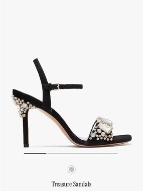 kate spade Black Jeweled Treasure Heel Sandals